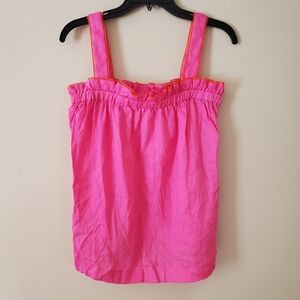 Boden Linen Pink Boxy Vacation Beach Smocked Top Size 6